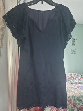 Madewell Black Eyelet Flutter-Sleeve Tunic